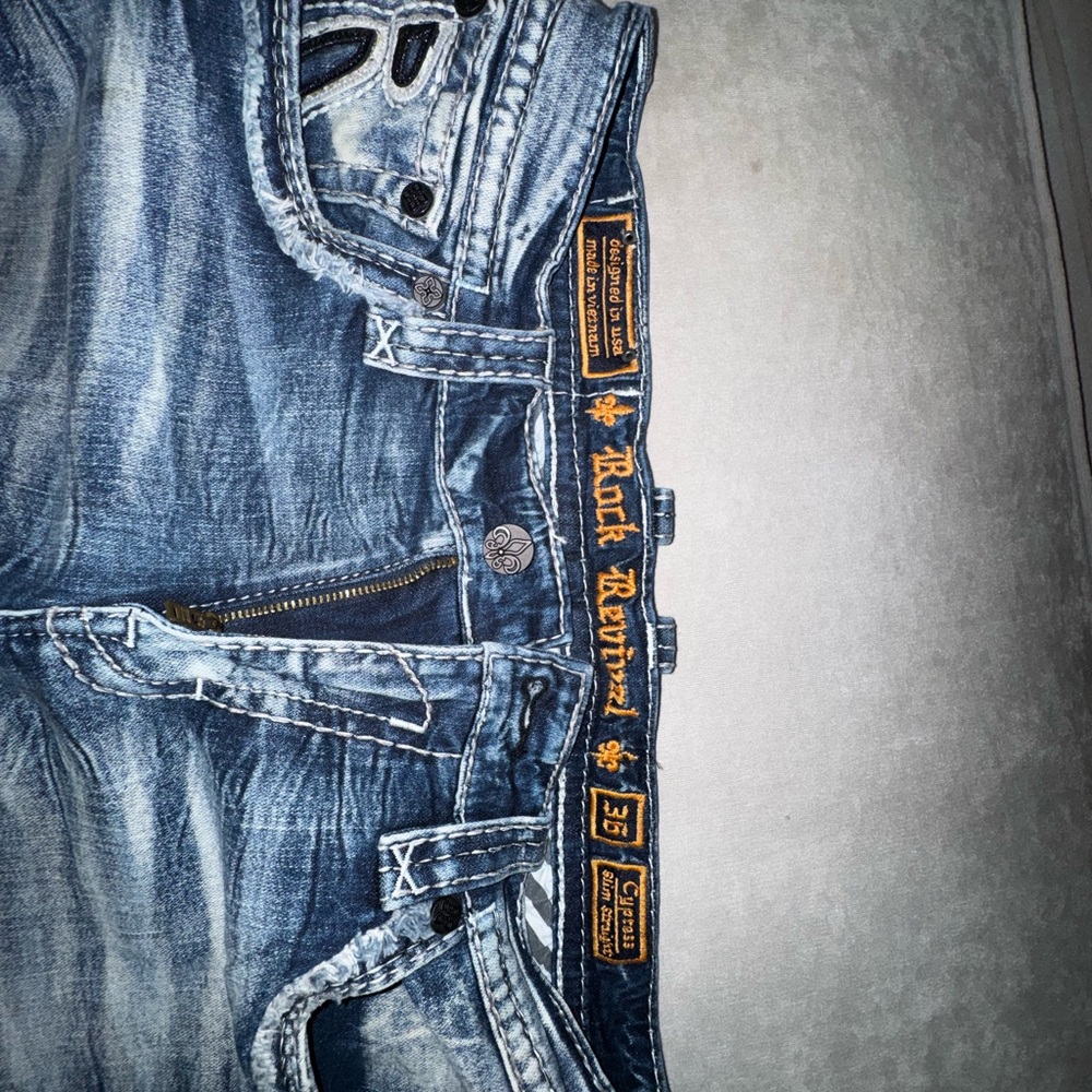 Rock Revival Men's Blue Slim Straight Jeans - Picture 3 of 3